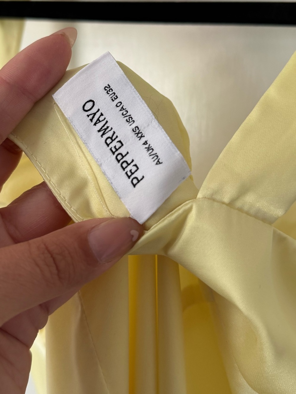 PepperMayo Odette Satin Mini Dress in Butter Yellow - Picture 9 of 11
